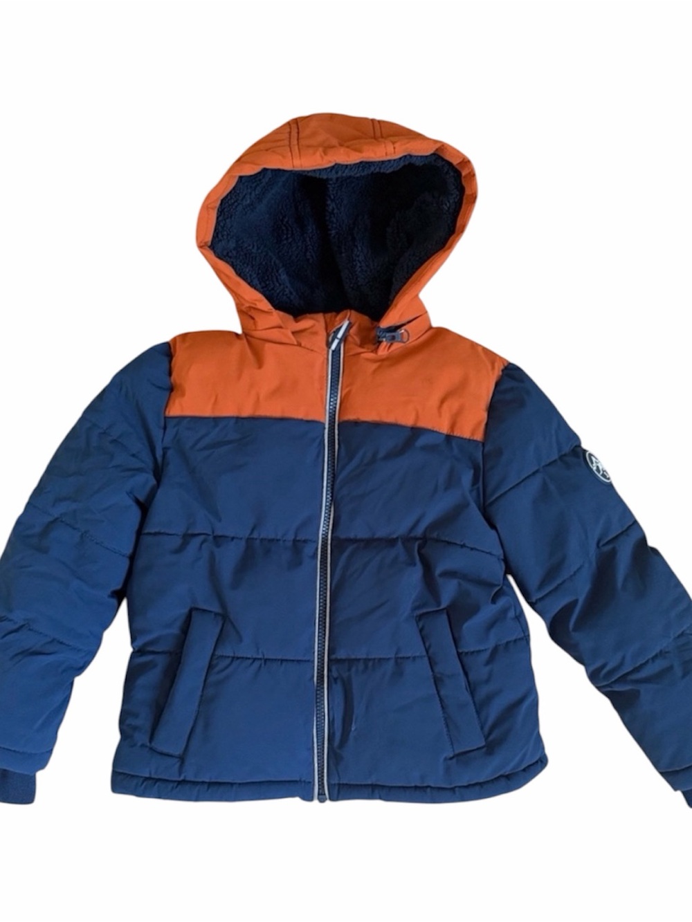 Member’s Market Colorblock Puffer Jacket - Navy & Orange Size 5